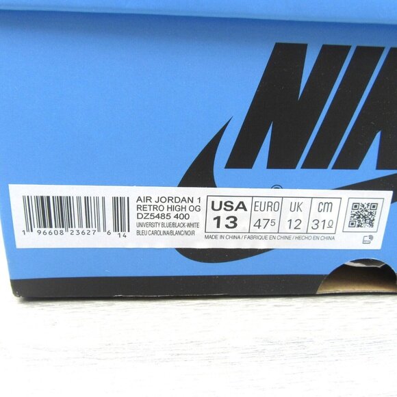 Air Jordan 1 Retro High OG UNC Men' Size 13 University Blue Black NEW - Picture 14 of 15